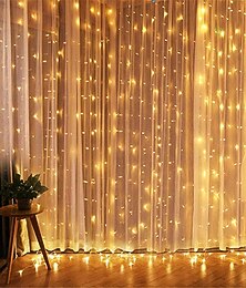 billige -3x3m 10x10ft led vindu gardin blinke string lys krans lys gave hage hjemmefest bryllup valentinsdag dekorasjon med plugg