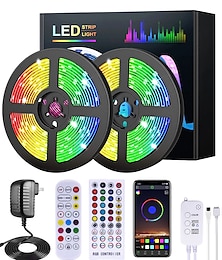 cheap -LED Smart Strip Lights 20m RGB Music Sync 12V Waterproof LED Strip 2835 SMD Color Changing LED Light with Bluetooth Controller Adapter for Bedroom Home TV Back Light DIY Decor