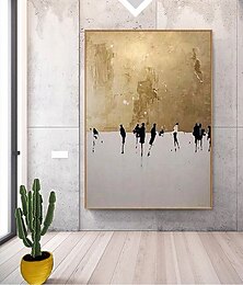 cheap -Oil Painting 100% Handmade Hand Painted Wall Art On Canvas Golden Dancers Abstract Holiday Comtemporary Modern Home Decoration Decor Rolled Canvas No Frame Unstretched
