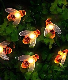 billige -utendørs solstreng lys ledet sol hage lys 8 funksjoner solbi lys nydelig fairy bi lys 2m 20 led utendørs lys vanntett hageterrasse blomster og trær fest feiring