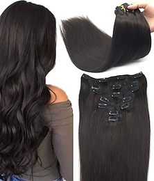 levne -Připínací Prodloužení vlasů Remy lidské vlasy Clip On prodlužování vlasů 7ks 100 g Balíček Volný Blonďatá 14-24 inch Prodloužení vlasů