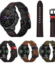 billige -Klokkerem til Garmin Forerunner 255 / Vivoactive 4 / Venu 2 PU-lær Erstatning Stropp 22mm Metalllås Justerbar Armbånd