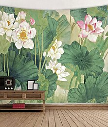 billige -håndtegnet lotus digitalt trykt billeddekorasjon vegg kunst duker sengeteppe piknik teppe strand kaste veggtepper fargerike soverom hall dorm stue hengende