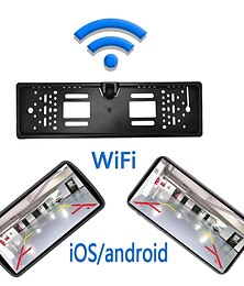 economico -eu wifi license plate frame camera 1280 x 720 wireless 180 degree car reverse monitor waterproof night vision vehicle reverse camera wireless for ios and android 12v 24v parking assistant