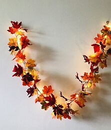 olcso -5db őszi juharlevél füzér lámpák led zsinór lámpák 1,7 m 20 leds ünnepi parti kerti hálaadás szüreti fesztivál díszlámpa elem nélkül
