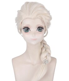 economico -Parrucca Cosplay Cosplay Parrucca Elsa Frozen II Intrecciata Con Codino Parrucca Lunga Bionda Sintetica Chiara 30 pollici Festa Cosplay Anime Donne Parrucche Halloween