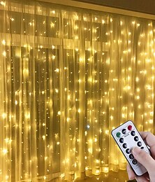 זול -LED חלון וילונות מחרוזת אורות 3x3m קישוט חתונה 300 לדים עם 8 מצבי תאורה אורות פיות חג המולד אורות עיצוב הבית לחתונה חדר שינה מסיבת גן פטיו