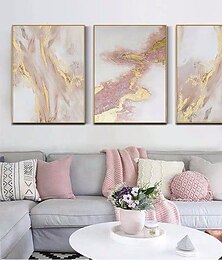 abordables -peinture à l'huile 100% fait main peint à la main art mural sur toile marbre rose doré paysage abstrait vertical comtemporary moderne décoration de la maison décor toile roulée pas de cadre non tendu