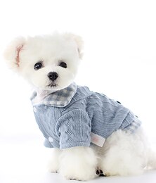 abordables -perro abrigo suéter cuadros / cuadros casual / diario lindo casual / diario invierno ropa para perros ropa para cachorros ropa para perros caliente azul rosa disfraz perro poliéster