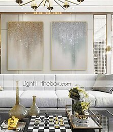 billiga -gyllene silver stjärnhimmel abstrakt oljemålning 100 % handgjord handmålad väggkonst på duk heminredning dekor rullad duk utan ram osträckt