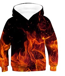 abordables -Sweat à capuche à manches longues pour garçon, imprimé 3D, illusion d'optique, rouge, pour enfants, automne-hiver, actif, basique, quotidien, intérieur et extérieur, 4 à 12 ans