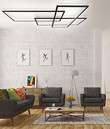 preiswerte -LED-Deckenleuchte, quadratische Form, 113 cm, lineares Design, Unterputzleuchten, Aluminium, moderne zeitgenössische Lackierung, Wohnzimmerleuchte, 85–265 V, nur dimmbar mit Fernbedienung