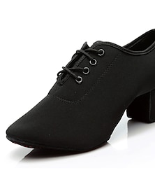 cheap -Women's Latin Shoes Ballroom Shoes Practice Trainning Dance Shoes Party Indoor Performance Lace Up Professional Thick Heel Lace-up Black