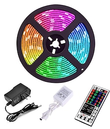 Χαμηλού Κόστους -5m 16ft αδιάβροχα led strip φώτα τηλεόρασης οπίσθιος φωτισμός τηλεόρασης rgb smd2835 φώτα tiktok εύκαμπτα ir Τηλεχειριστήριο 44 πλήκτρων με δυνατότητα σύνδεσης αυτοκόλλητο που αλλάζει χρώμα