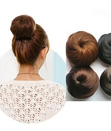 abordables -Perruque Naturelle Dentelle Chignon Homme Faciliter l'habillage Adorable Cordon Cheveux Synthétiques Pièce de cheveux Extension des cheveux Noir naturel #1B Auburn moyen #30 Marron foncé #2