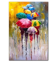 baratos -pintura a óleo 100% artesanal arte de parede pintada à mão em tela pessoas seguram guarda-chuvas paisagem abstrata contemporânea moderna decoração de casa decoração lona enrolada sem moldura não
