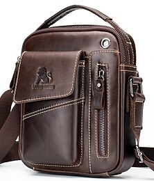 cheap -Men's Shoulder Messenger Bag Sling Shoulder Bag Crossbody Bag Nappa Leather Daily Office & Career Zipper Solid Color Light Coffee Dark Brown Black