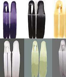 halpa -Cosplay-peruukki Luonnollinen Suora Hiukset Otsatukka Musta  Vaalea Pitkä A1 A2 A4 A7 A8 Synteettiset Hiukset 58 tuumaa Naisten Cosplay Luova Juhla Valkoinen Musta  Vaalea Halloween-peruukin
