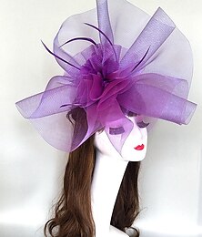 economico -fascinators kentucky derby cappello copricapo piume netto da sposa corsa di cavalli giorno delle signore melbourne tazza da cocktail copricapo con cappuccio di piume copricapo copricapo