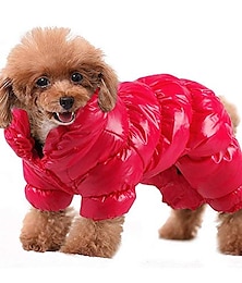 levne -zimní psí kabát voděodolný větruodolný psí kombinéza teplý fleece polstrovaný zimní obleček pro čivavu pudly francouzský buldoček pomeranian malé psy (červená)