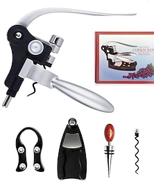 baratos -abridor de garrafas de vinho conjunto de saca-rolhas de coelho demenades kit abridor de vinho com cortador de tiras, rolha de vinho e prata extra espiralada