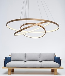 cheap -3-Light LED Pendant Light 80/60/40cm Circle Matte Brushed Design Gold Aluminum Painted Finishes Modern Dining Living Room Lights ONLY DIMMABLE WITH REMOTE CONTROL