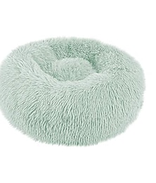 baratos -donut cuddler calmante cama, ultramacia pelúcia cão gato cama profunda para dormir inverno quente redondo fofo pet ninho (verde, s)