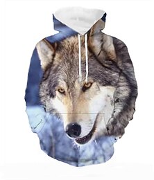 preiswerte -Herren Hoodie Sweatshirt Kapuze Blau Mit Kapuze Graphic Tier Wolf Täglich 3D-Druck Basic Bekleidung Kapuzenpullover Sweatshirts Langarm