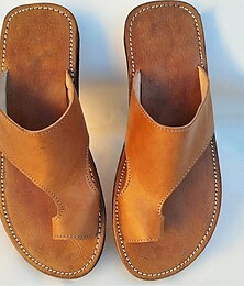 ieftine -sandale bărbați din piele PU casual vintage plajă zilnic în aer liber negru kaki cafea pantofi retro flip flops papuci de vară