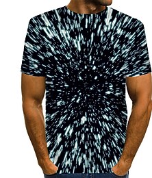 cheap -Men's Shirt T shirt Tee Graphic Optical Illusion Round Neck Black 3D Print Plus Size Daily Short Sleeve Print Clothing Apparel Exaggerated Basic