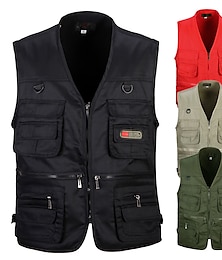 economico -gilet da trekking da uomo / gilet gilet da pesca outdoor leggero traspirante resistenza all'usura multi tasca da viaggio cargo gilet safari giacca top singolo cursore caccia da campeggio pesca nero rosso verde militare kaki