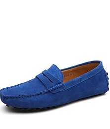 billige -blå semskede loafers for menn – stilige slip-on kjøremokkasiner for fritids- og formell bruk