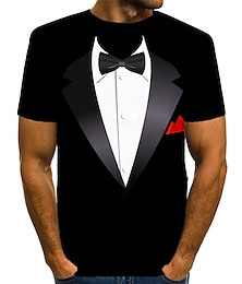 billige -Herre T-Shirts Tuxedo skjorter Grafisk Rund hals Sort Hvid Gul Vin Rød 3D-udskrivning Daglig Kortærmet Trykt mønster Tøj overdrevet Basale