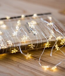 economico -luci a stella a led 2m 5m filo d'argento luci stringa fatata decorazione natalizia luce per natale decorazione natalizia di capodanno illuminazione alimentata a batteria (senza batteria)