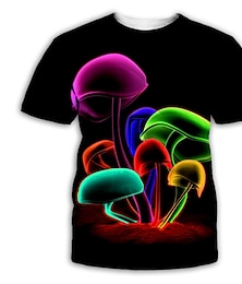 cheap -Graphic Mushroom Exaggerated Men's 3D Print Shirt T shirt Tee Party Daily T shirt Black Yellow Black / Purple Short Sleeve Round Neck Shirt Clothing Apparel Normal S M L XL XXL 3XL