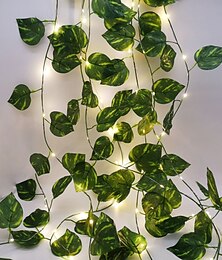 cheap -Green Leaf Vine Ivy String Lights Outdoor Wedding Decoration 2.3M 30LEDs LED Fairy Lights for Patio Garden Family Party Wedding Decoration Lights