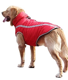 abordables -Abrigo de invierno cálido de lana para perros, chaqueta impermeable para perros, ropa reflectante para perros, traje de nieve para perros medianos y grandes