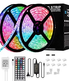abordables -Bande lumineuse led 10m 32.8ft rgb changement de couleur étanche smd 5050 chambre chambre maison armoires de cuisine décoration de fête 12v 6a adaptateur