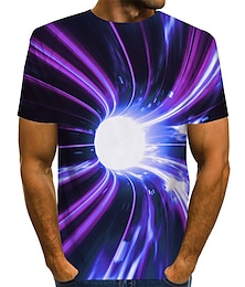 cheap -Men's T shirt Tee Tee Graphic Optical Illusion Round Neck Green / Black Light Green Pink Red Purple 3D Print Daily Short Sleeve Print Clothing Apparel Exaggerated Basic
