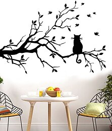 billiga -djur väggdekaler katten på grenen väggdekor dekorativa väggdekaler pvc heminredning väggdekor vägg/fönster dekoration 1st 58x38cm väggdekaler för sovrum vardagsrum