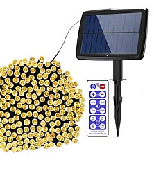 abordables -luces de cadena solares al aire libre 100m 800led 50m 500led luces de cadena de navidad de hadas mejoradas iluminación ambiental para patio al aire libre función de memoria de control remoto de