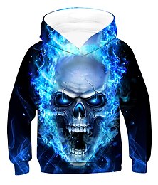 economico -Da ragazzo 3D Teschi Felpa con cappuccio Manica lunga Stampa 3D Autunno Inverno Attivo Fantastico Essenziale Bambino 2-12 anni 4-12 anni Scuola Esterno Giornaliero