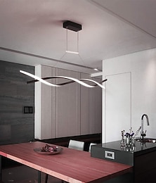economico -Lampada a sospensione a led a 2 luci da 80/100 cm, linea in alluminio, design arricciato, lampadario regolabile, stile nordico, sala da pranzo, luci del soggiorno, 36 W, 110-240 V, dimmerabile solo con telecomando