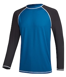 economico -camicia da sole da uomo rash guard protezione solare uv upf50 + maglietta da bagno quick dry top manica lunga nuoto surf spiaggia sport acquatici patchwork