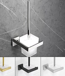 baratos -suporte de escova de banheiro óculos modernos 304 grau de aço inoxidável abs metal banheiro montado na parede - 1pc