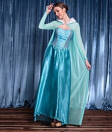 billige -Elsa Kjoler Cosplay kostume Dame Film Cosplay Cosplay feriekjole Halloween Blå Jul Karneval Kjole