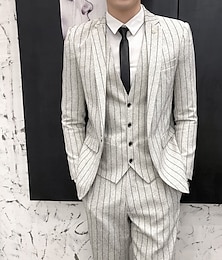 cheap -Black Ivory Blue Men's Wedding Suits 3 Piece Pinstripe Suit Slim Fit Single Breasted One-button 2024