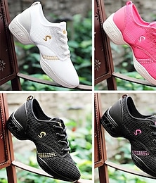 preiswerte -Atmungsaktive Tanz-Sneaker aus Mesh für Damen – leichte Jazz- und Fitnessschuhe mit Schnürung in mehreren Farben