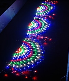 economico -3.5m 3xpeacock mesh net led string lights natale capodanno flessibile net string illuminazione colorata per patio esterno prato albero decor lamp holiday light ac110v 220v waterproof