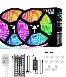 billiga -led strip lights rgb 65.6ft 20m smd 5050 lysdioder färgskiftande vattentät med fjärrkontroll för hem kök tv fest sovrum bar jul heminredning